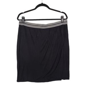 TOTO COLLECTION White Black Stripe Waistband Tulip Hem Black Stretchy Skirt 2XL